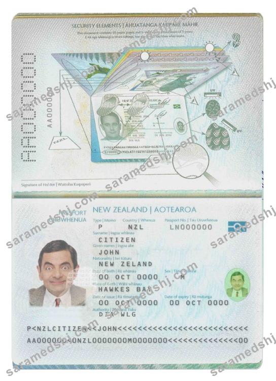 New Zealand passport template in PSD format, fully editable (2009-2016)